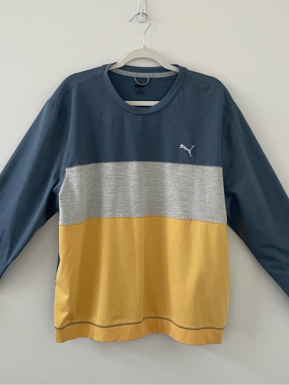 Puma Men’s Colorblock Crewneck Sweatshirt - Blue, Gray, Yellow